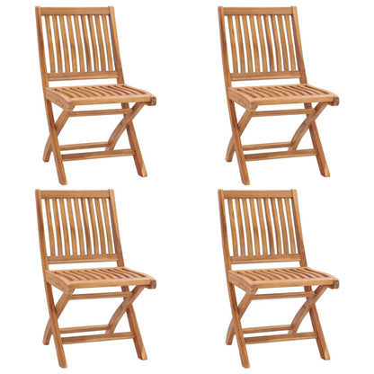 Sedie da Giardino Pieghevoli con Cuscini 4 pz Massello di Teak | homemem39