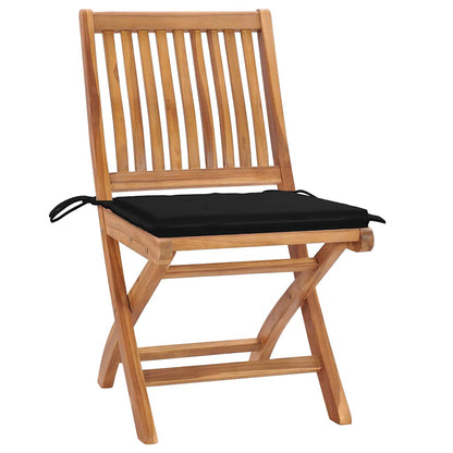 Sedie da Giardino Pieghevoli con Cuscini 4 pz Massello di Teak - homemem39