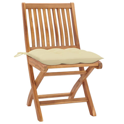 Sedie da Giardino Pieghevoli con Cuscini 4 pz Massello di Teak - homemem39