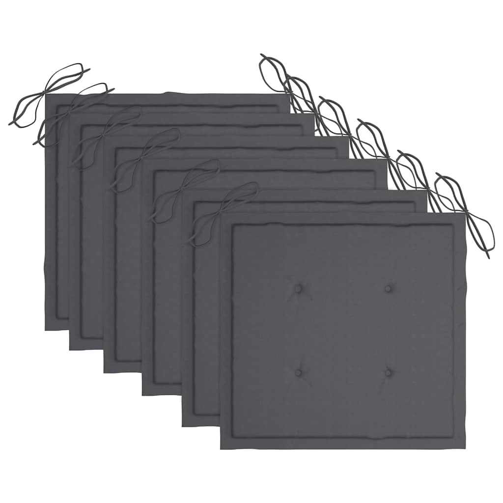 Sedie da Giardino Pieghevoli con Cuscini 6 pz Massello di Teak - homemem39