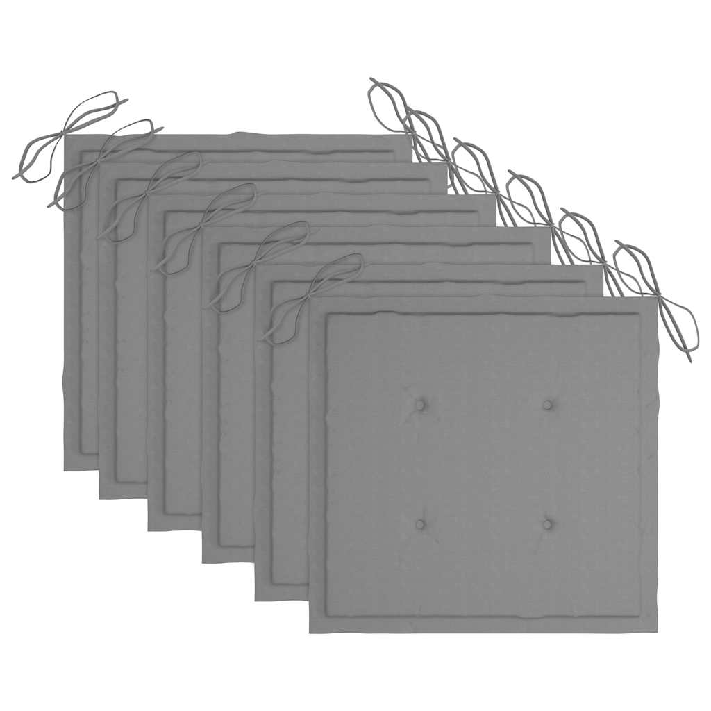 Sedie da Giardino Pieghevoli con Cuscini 6 pz Massello di Teak - homemem39