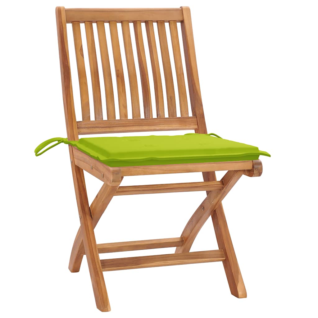 Sedie da Giardino Pieghevoli con Cuscini 6 pz Massello di Teak - homemem39