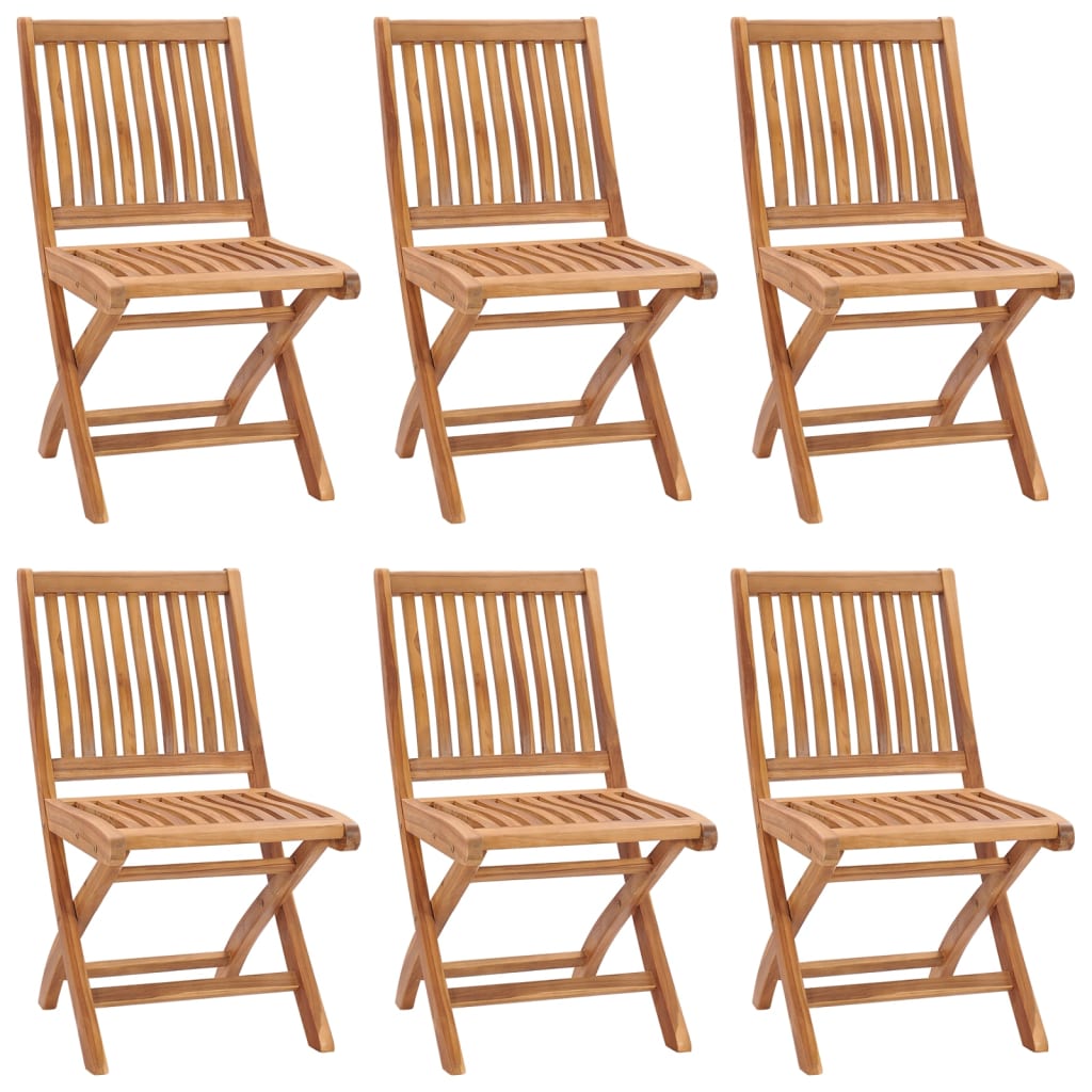 Sedie da Giardino Pieghevoli con Cuscini 6 pz Massello di Teak - homemem39