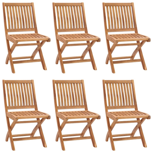 Sedie da Giardino Pieghevoli con Cuscini 6 pz Massello di Teak - homemem39