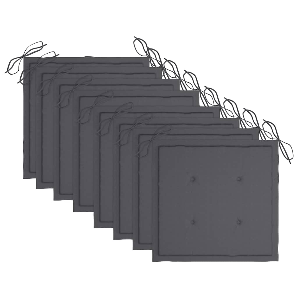 Sedie da Giardino Pieghevoli con Cuscini 8 pz Massello di Teak - homemem39