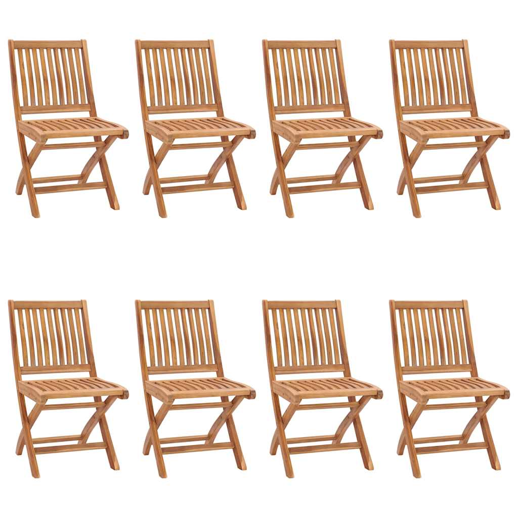 Sedie da Giardino Pieghevoli con Cuscini 8 pz Massello di Teak - homemem39