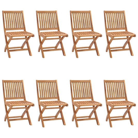 Sedie da Giardino Pieghevoli con Cuscini 8 pz Massello di Teak