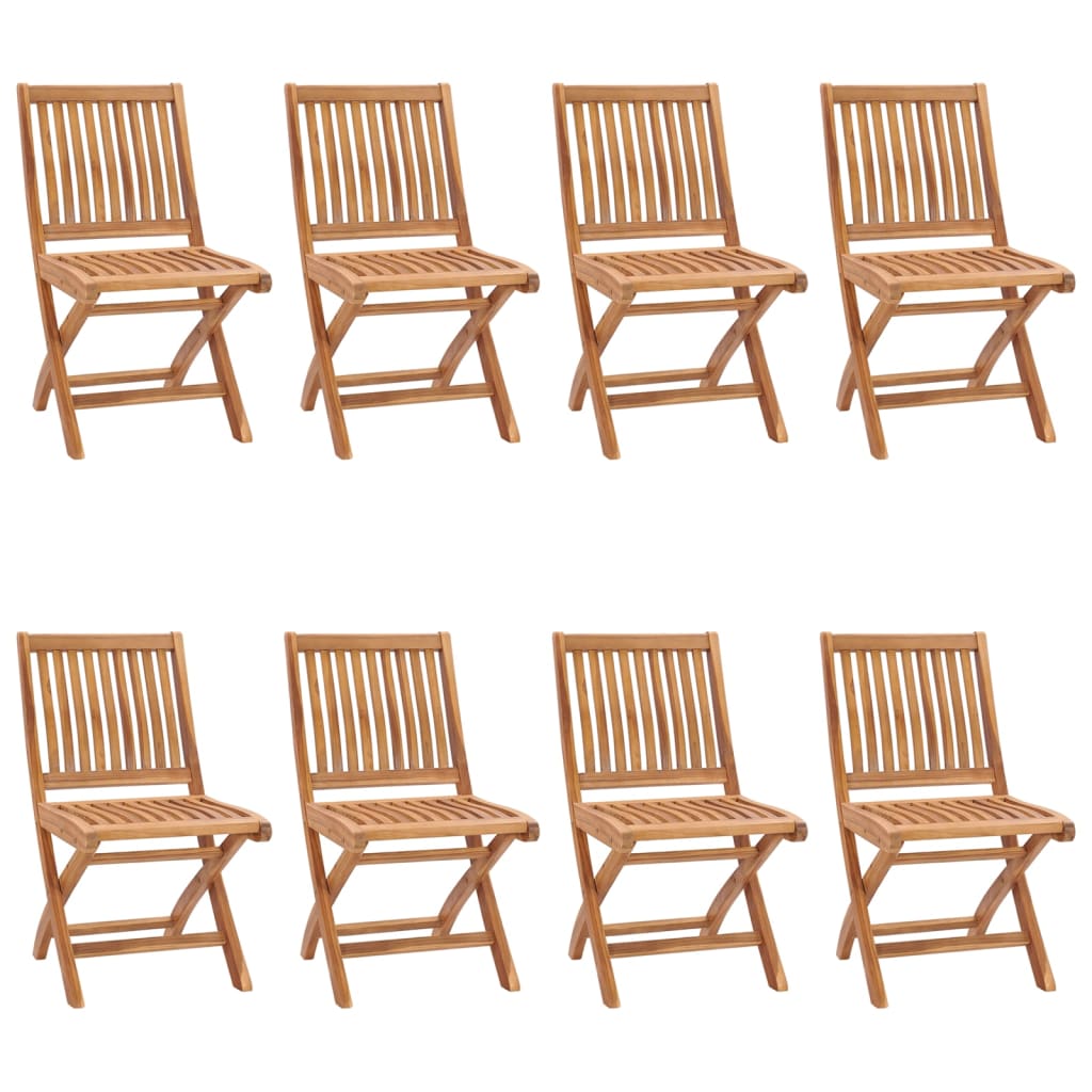 Sedie da Giardino Pieghevoli con Cuscini 8 pz Massello di Teak - homemem39