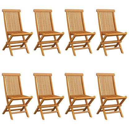 Sedie da Giardino e Cuscini Bianco Crema 8 pz Massello di Teak