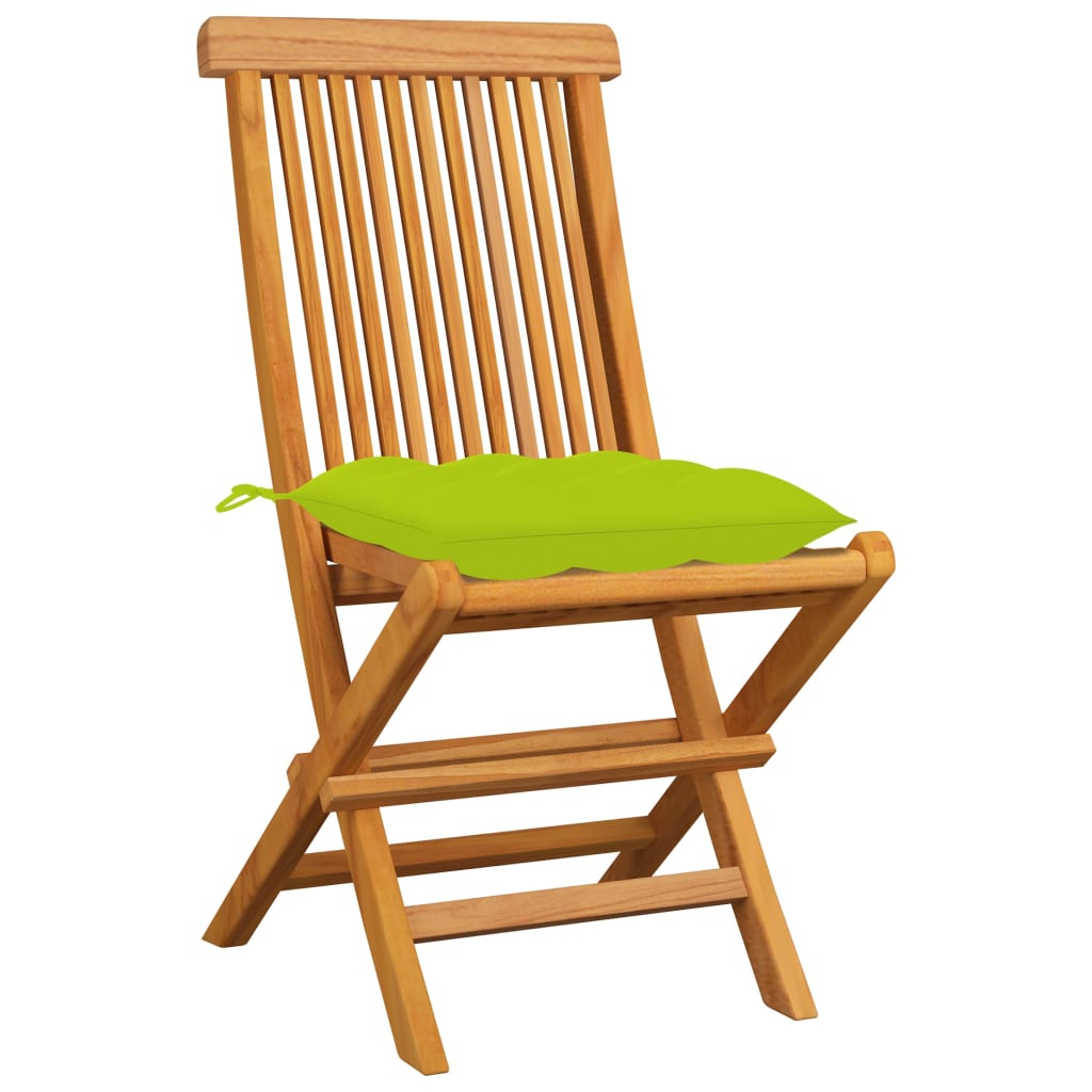 Sedie da Giardino e Cuscini Verde Brillante 8 pz Massello Teak - homemem39