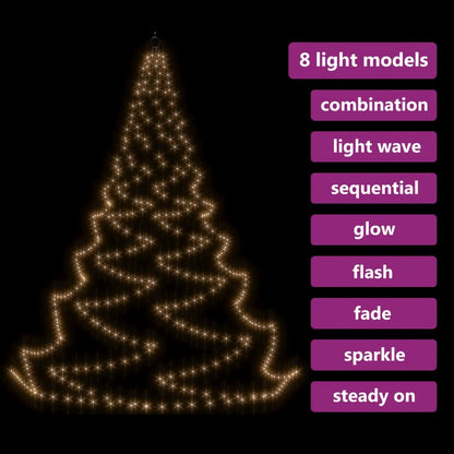 Albero da Parete con Gancio Metallico 260 LED Bianco Caldo 3 m | homemem39
