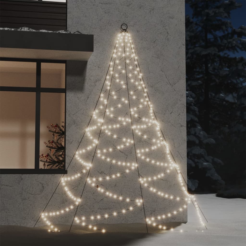 Albero da Parete con Gancio Metallico 260 LED Bianco Caldo 3 m | homemem39