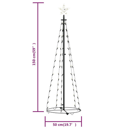 Albero di Natale a Cono con 84 LED Bianco Caldo 50x150 cm