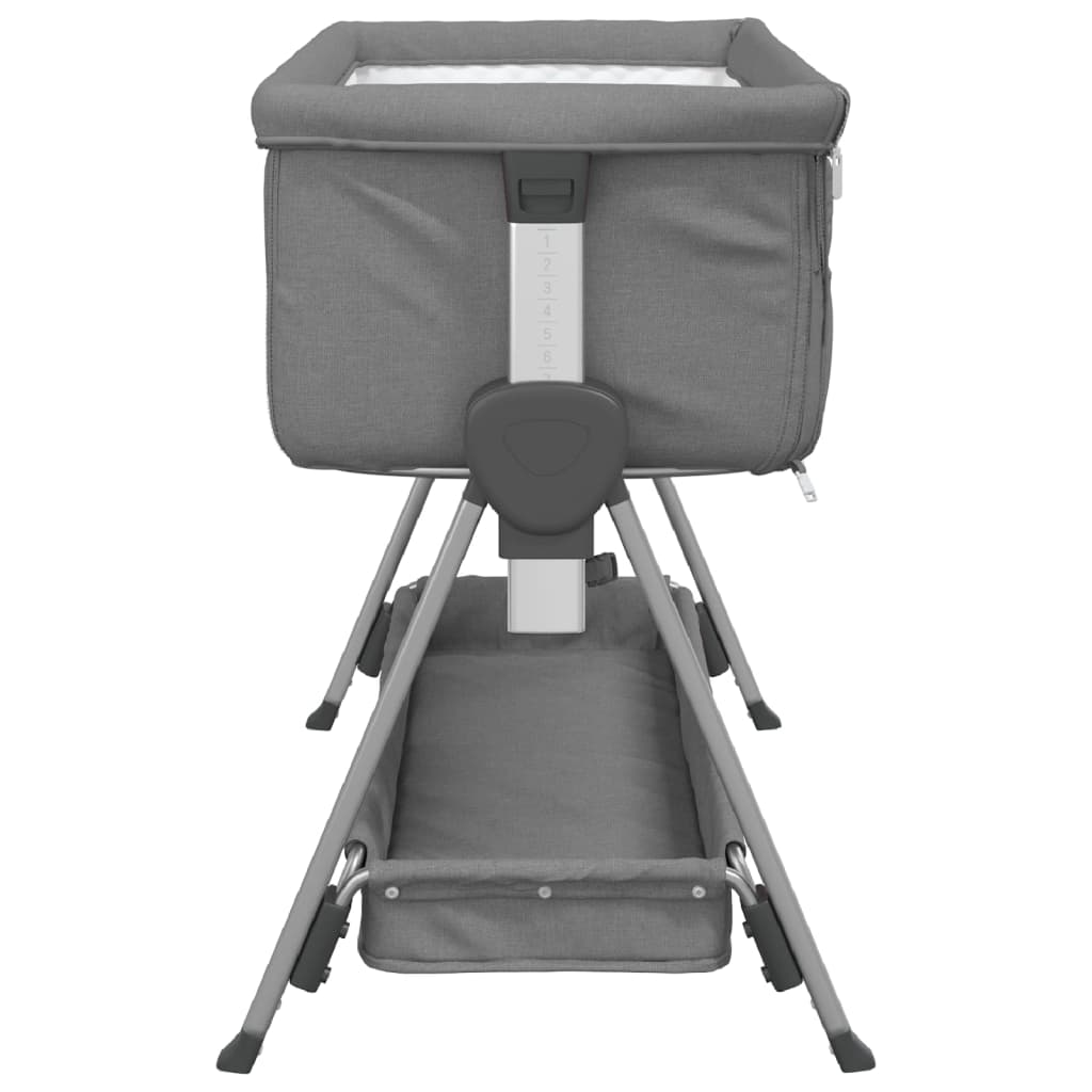 Lettino per Bambini con Materasso Grigio Scuro Tessuto di Lino - homemem39