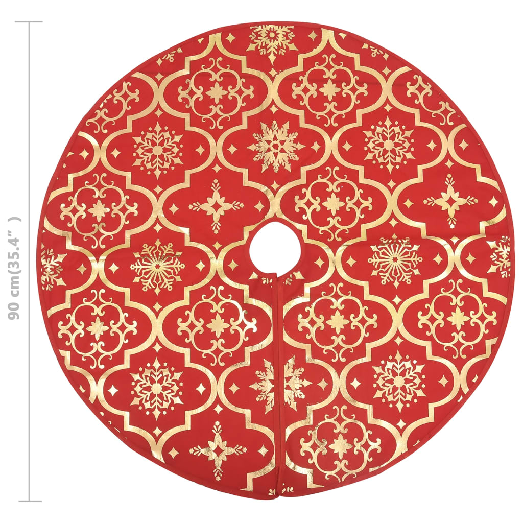 Gonna Albero Natale Raffinata con Calza Rosso Tessuto 90 cm | homemem39