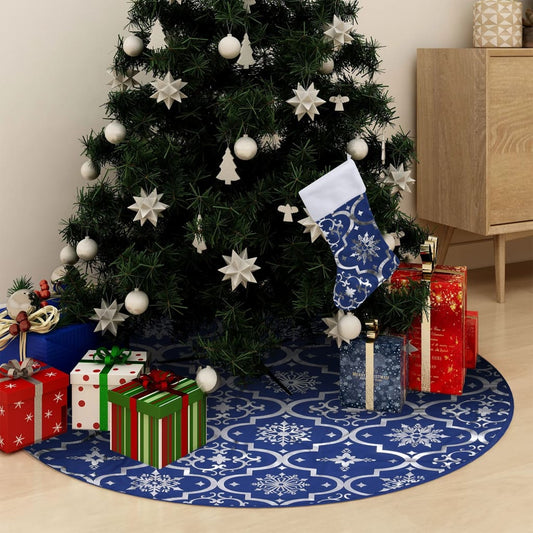 Gonna Albero Natale Raffinata con Calza Blu in Tessuto 90 cm - homemem39