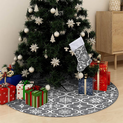 Gonna Albero Natale Raffinata con Calza Grigia Tessuto 122 cm - homemem39