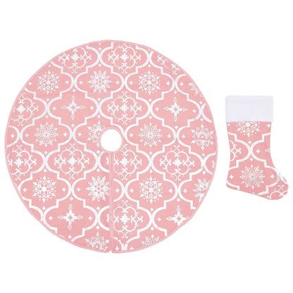 Gonna Albero Natale Raffinata con Calza Rosa Tessuto 90 cm | homemem39