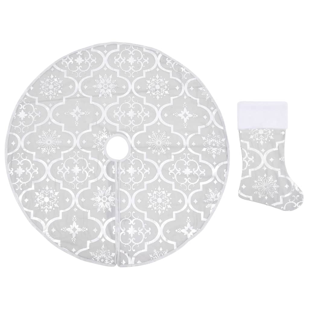 Gonna Albero Natale Raffinata con Calza Bianca Tessuto 122 cm | homemem39