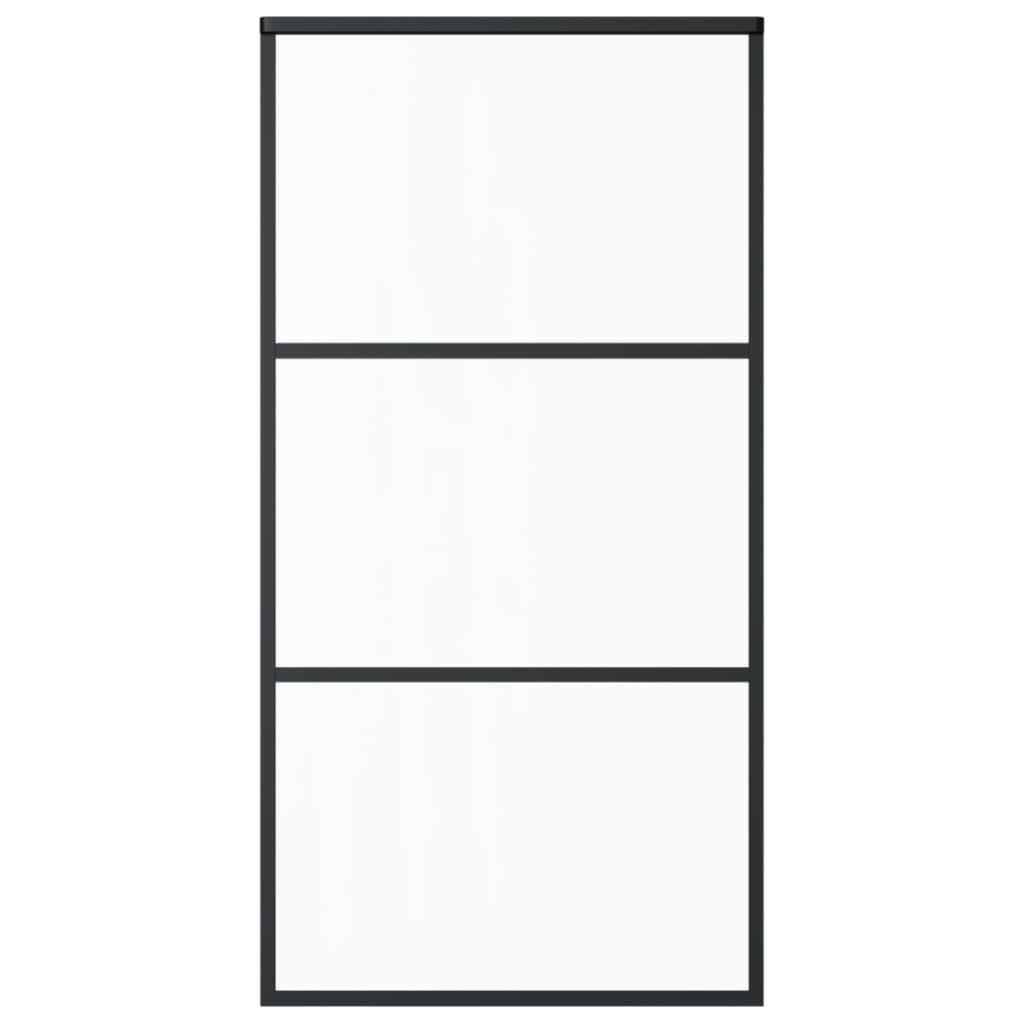 Porta Scorrevole in Vetro ESG e Alluminio 102x205 cm Nera - homemem39