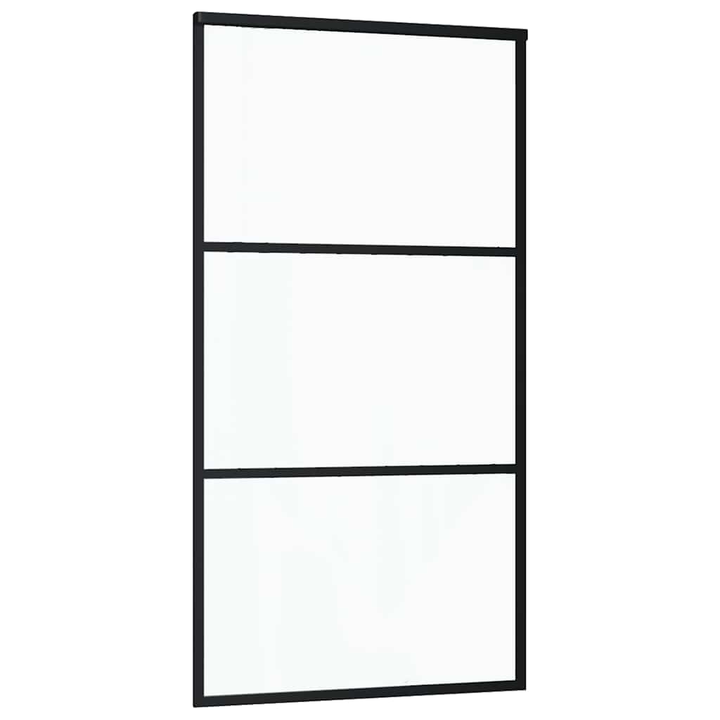 Porta Scorrevole in Vetro ESG e Alluminio 102x205 cm Nera - homemem39
