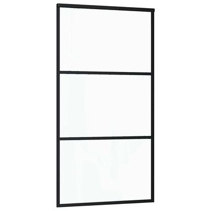 Porta Scorrevole in Vetro ESG e Alluminio 102x205 cm Nera - homemem39