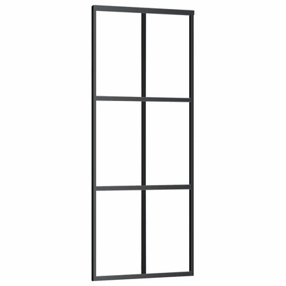 Porta Scorrevole in Vetro ESG e Alluminio 76x205 cm Nera - homemem39