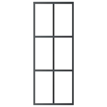 Porta Scorrevole in Vetro ESG e Alluminio 76x205 cm Nera - homemem39