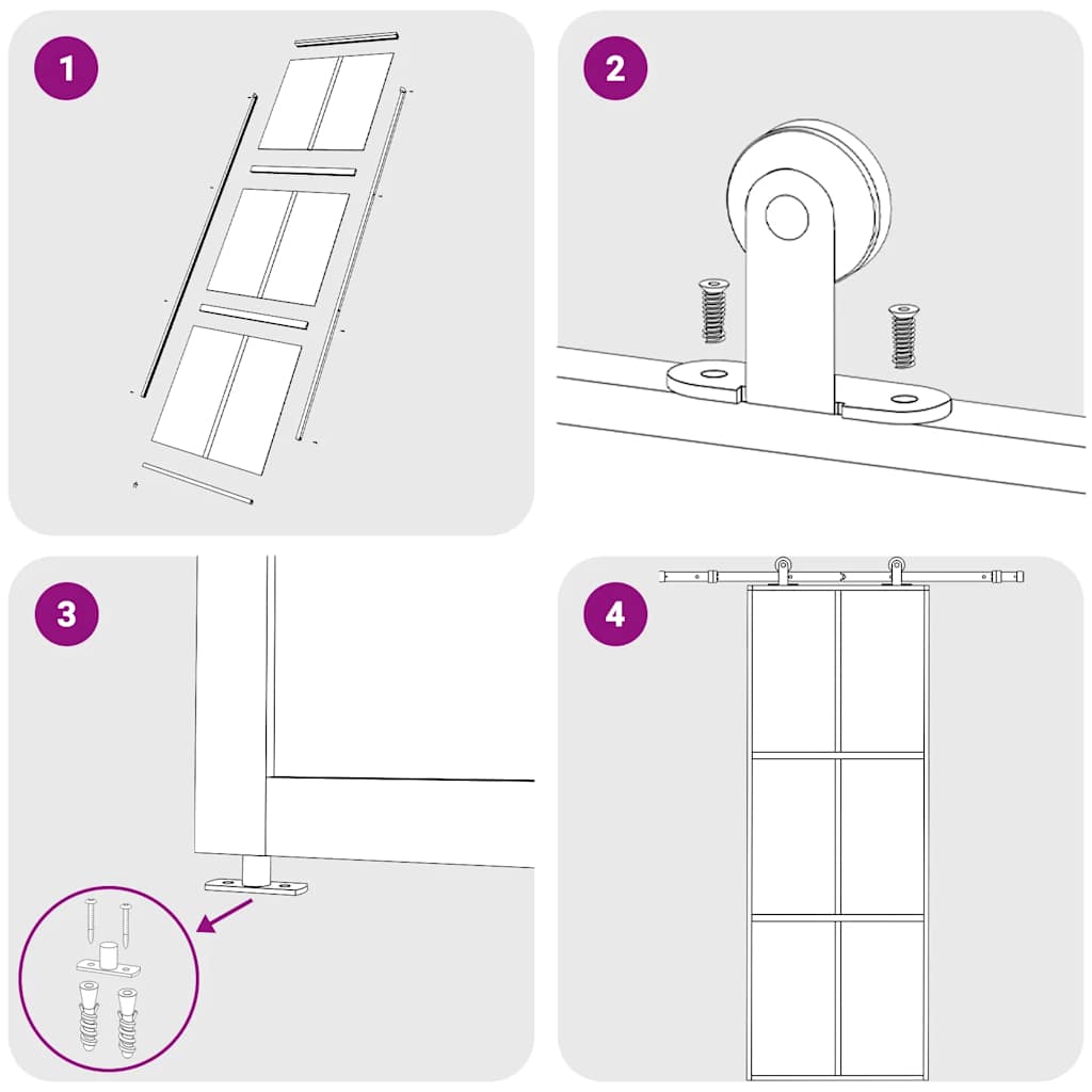 Porta Scorrevole in Vetro ESG e Alluminio 76x205 cm Nera - homemem39