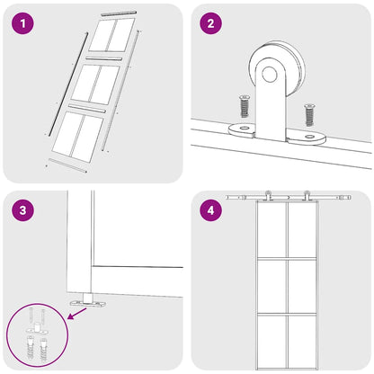 Porta Scorrevole in Vetro ESG e Alluminio 76x205 cm Nera - homemem39