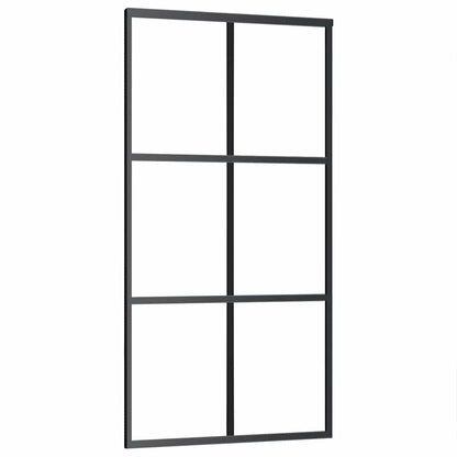 Porta Scorrevole in Vetro ESG e Alluminio 102x205 cm Nera - homemem39