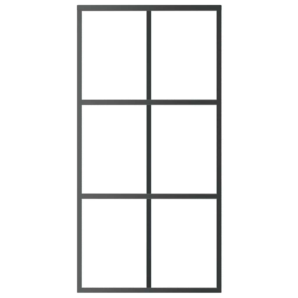 Porta Scorrevole in Vetro ESG e Alluminio 102x205 cm Nera - homemem39