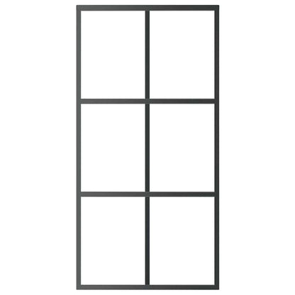 Porta Scorrevole in Vetro ESG e Alluminio 102x205 cm Nera - homemem39