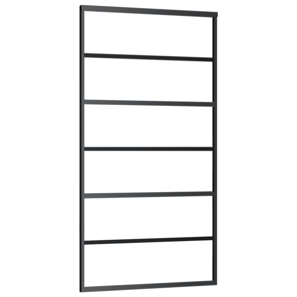 Porta Scorrevole in Vetro ESG e Alluminio 102x205 cm Nera - homemem39