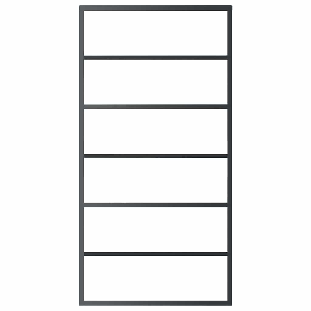 Porta Scorrevole in Vetro ESG e Alluminio 102x205 cm Nera - homemem39