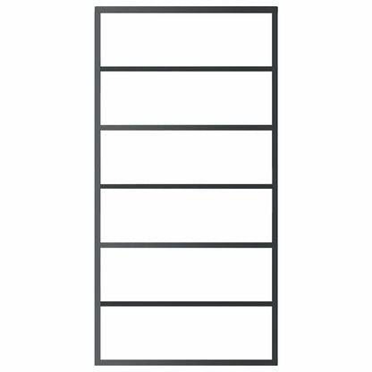 Porta Scorrevole in Vetro ESG e Alluminio 102x205 cm Nera - homemem39