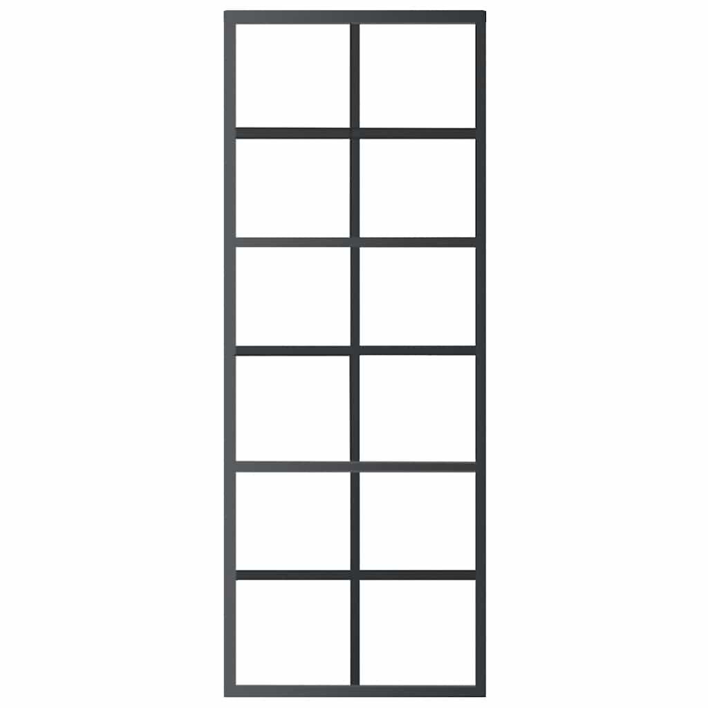 Porta Scorrevole in Vetro ESG e Alluminio 76x205 cm Nera - homemem39