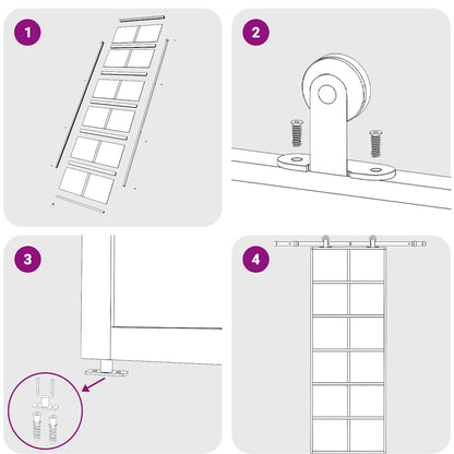 Porta Scorrevole in Vetro ESG e Alluminio 76x205 cm Nera - homemem39