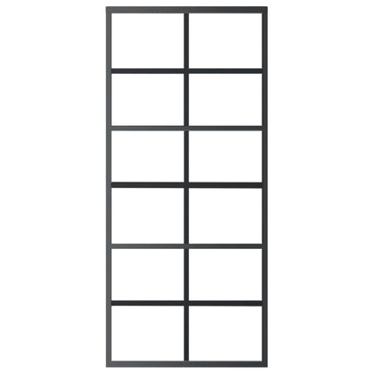Porta Scorrevole in Vetro ESG e Alluminio 90x205 cm Nera - homemem39