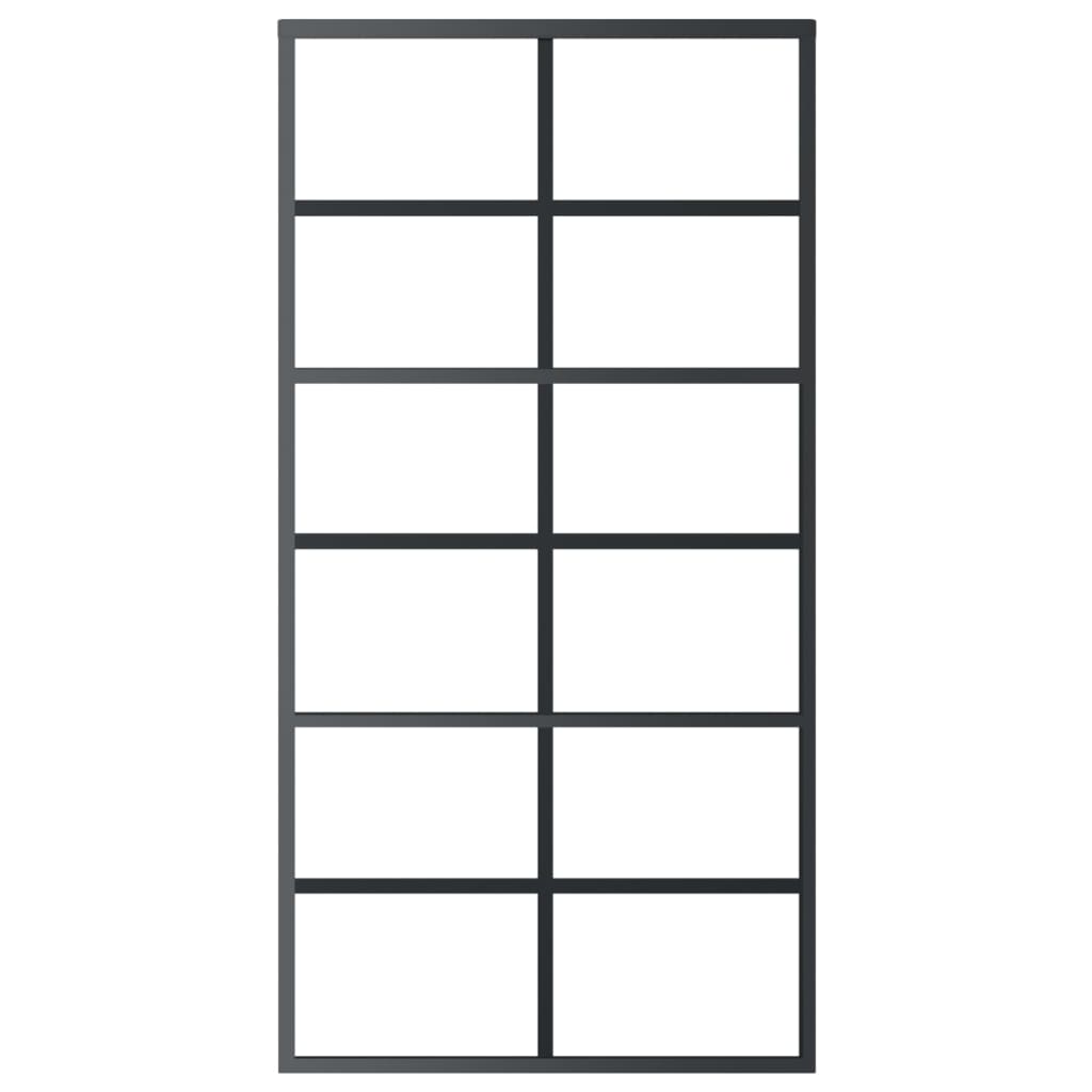 Porta Scorrevole in Vetro ESG e Alluminio 102x205 cm Nera - homemem39