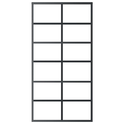 Porta Scorrevole in Vetro ESG e Alluminio 102x205 cm Nera - homemem39
