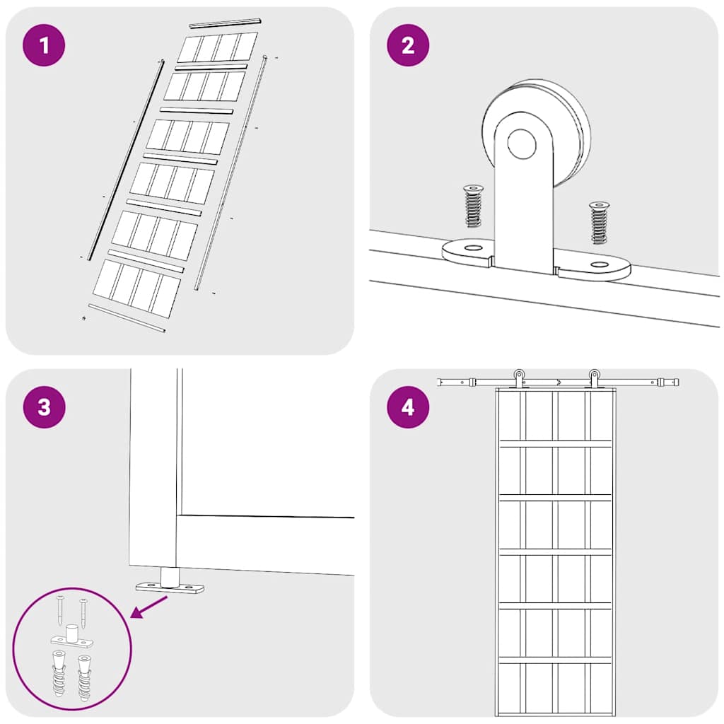 Porta Scorrevole in Vetro ESG e Alluminio 76x205 cm Nera - homemem39