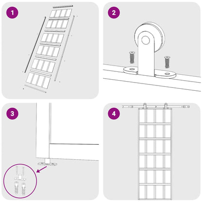 Porta Scorrevole in Vetro ESG e Alluminio 76x205 cm Nera - homemem39