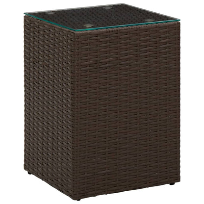 Tavolini 3 pz con Piano in Vetro Marroni in Polyrattan | homemem39