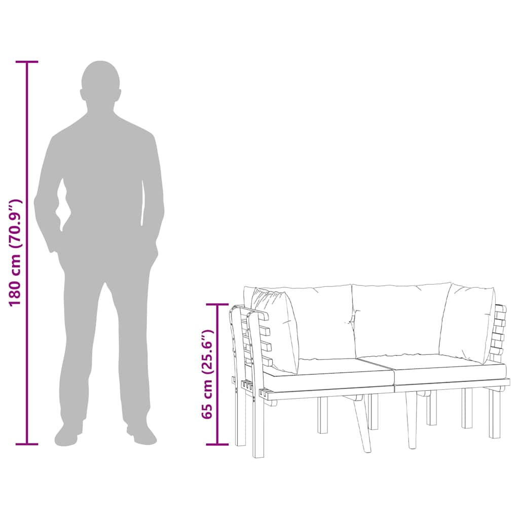 Divano da Giardino a 2 Posti e Cuscini Legno Massello di Acacia - homemem39