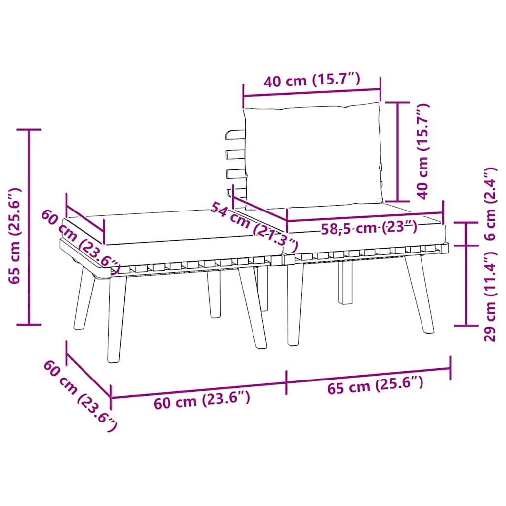 Set Divani da Giardino 3 pz con Cuscini in Massello di Acacia - homemem39