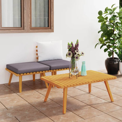 Set Divani da Giardino 3 pz con Cuscini in Massello di Acacia - homemem39