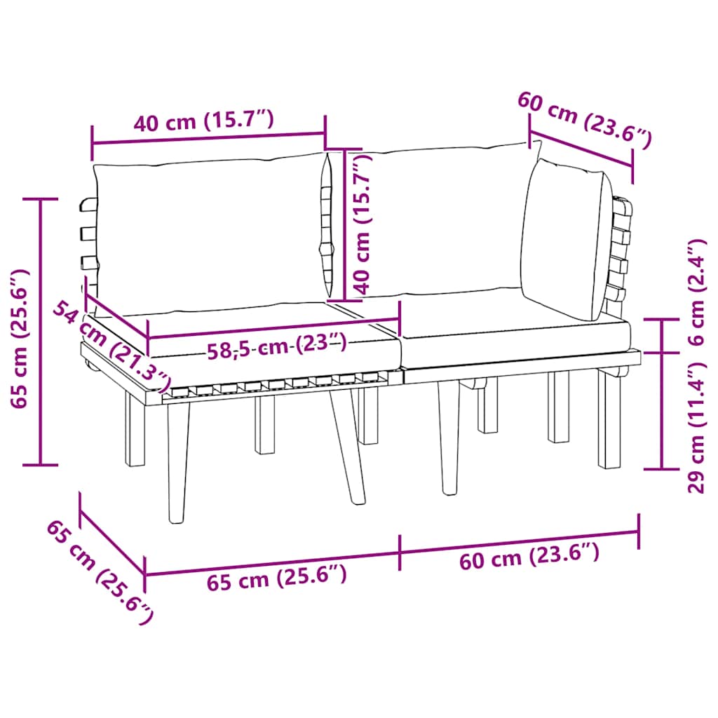Set Divani da Giardino 2 pz con Cuscini in Massello di Acacia - homemem39