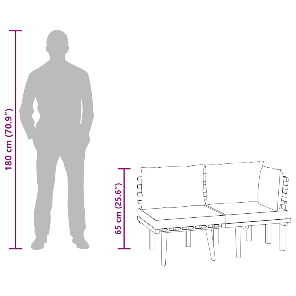 Set Divani da Giardino 2 pz con Cuscini in Massello di Acacia - homemem39