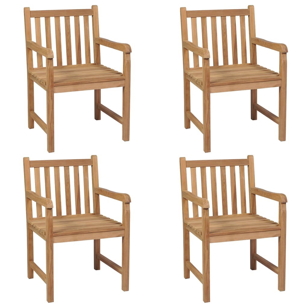 Garden Chairs 4 pcs with Taupe Cushions in Solid Teak